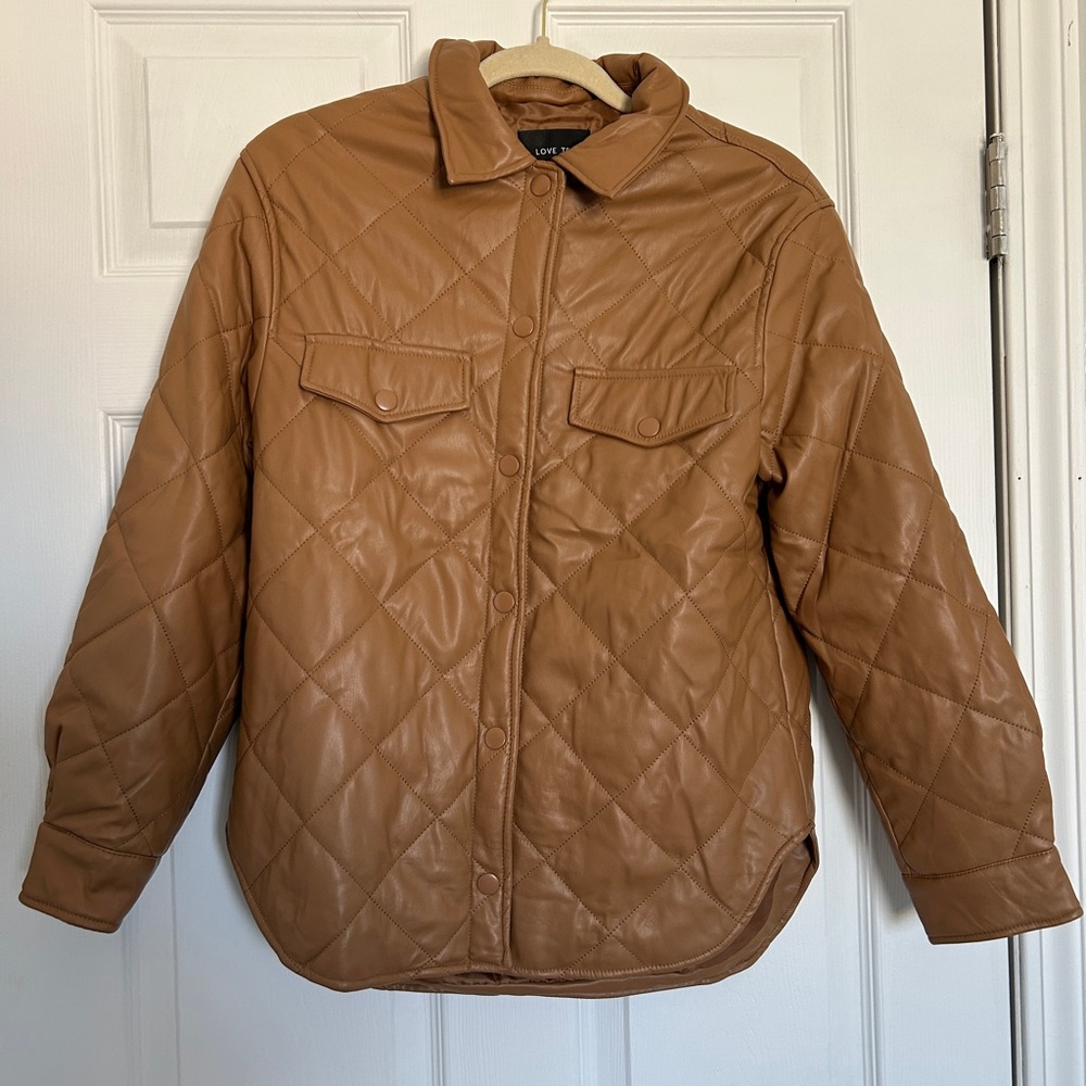 Love Tree Tan Quilted Leather Jacket